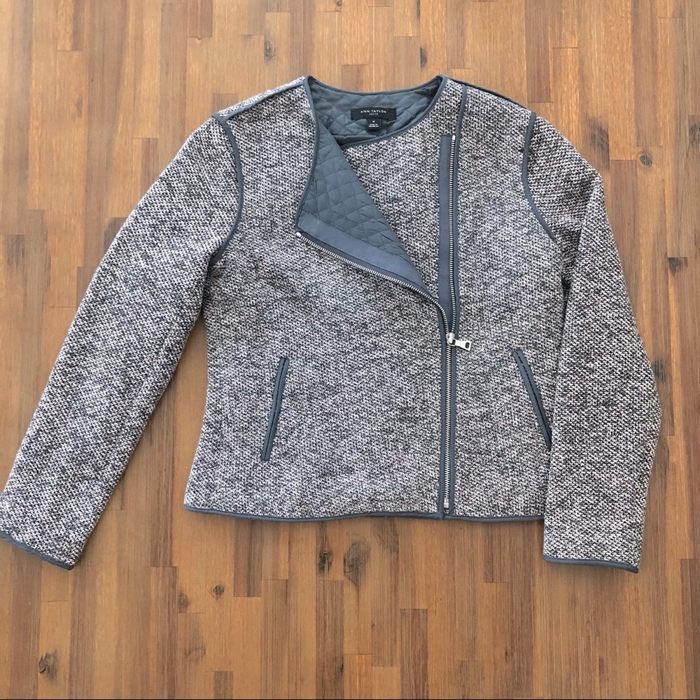 Ann Taylor Tweed Moto Jacket, Size 2P, NWOT